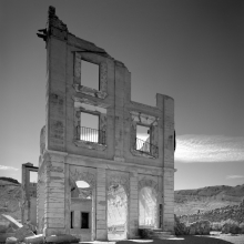 TK-80-BW-117-G Cook Bank building ruins, Rhyolite, Nevada; 36°54'03.8