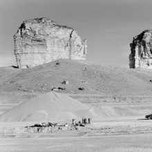 Rabbit Under Teapot Teapot Rock (after W.H. Jackson, 1869), Green River, Wyoming; with my Volkswagen. 41°32'26.0