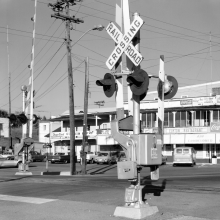 TK-78-BW-123A-G Railroad crossing, Elkton, Virginia