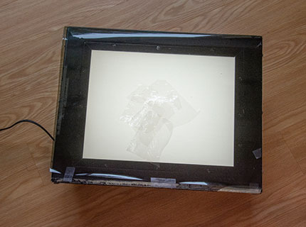 lightbox with polarizing film and cellophane construction