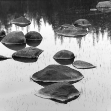 TK-80-BW-96-G Boulders and lake, Yosemite NP, California