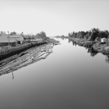 TK-81-BW-01-G River at sunrise, Courtenay, British Columbia. 49°41'08.5